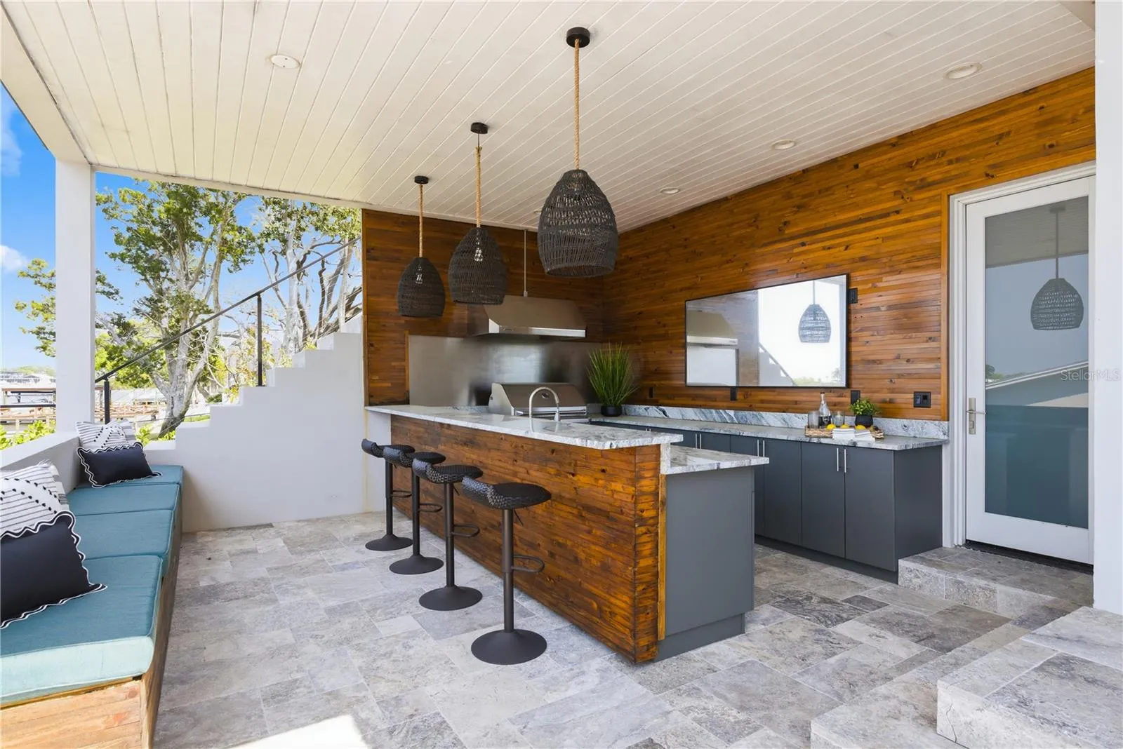 Cabana and Outdoor Kitchen - Door to Full Bath