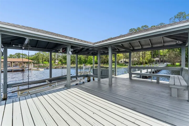 Covered boat storage.