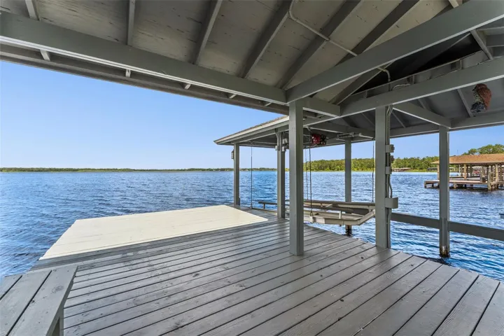 Covered boat storage.