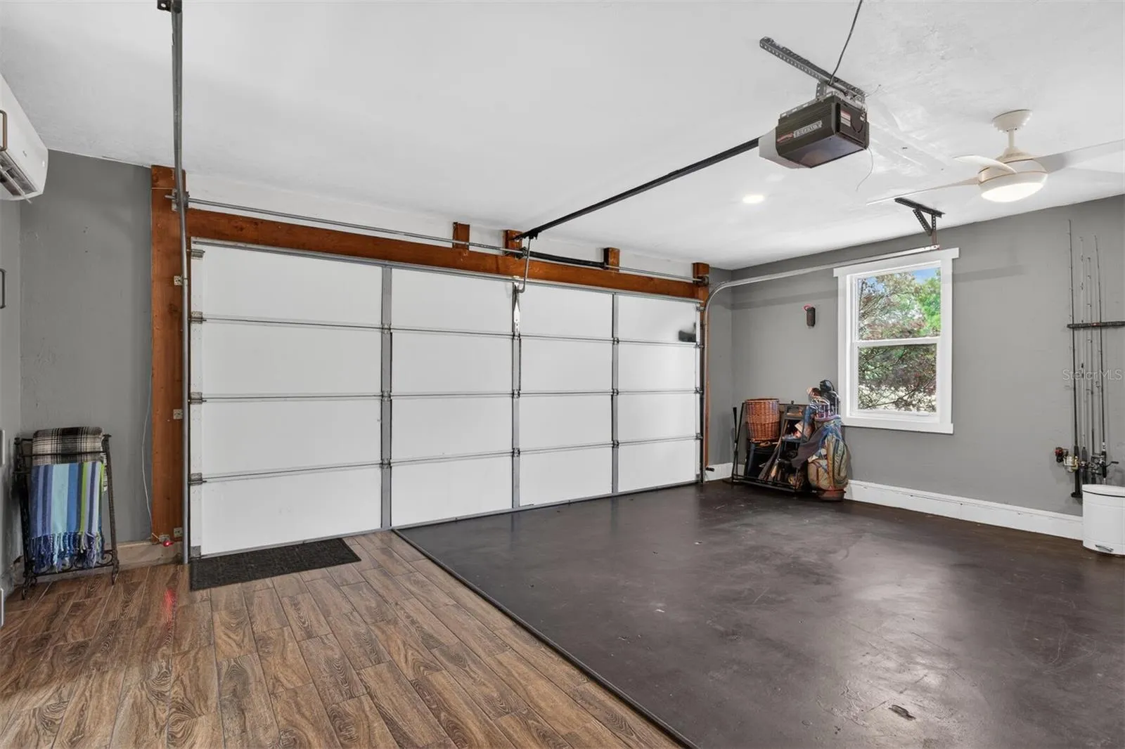 Garage space with insulated door down