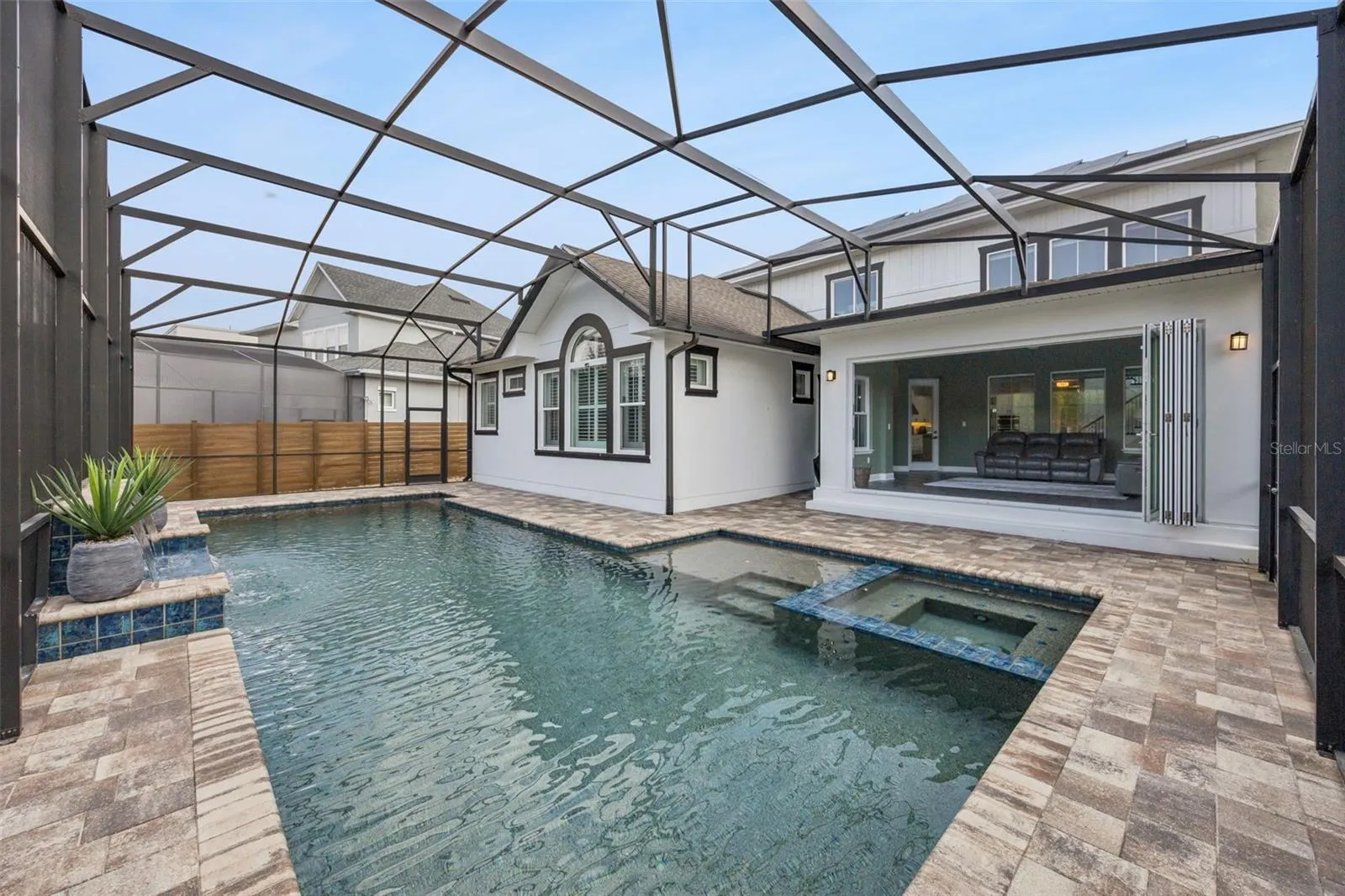 Pool with Spa and Water Features