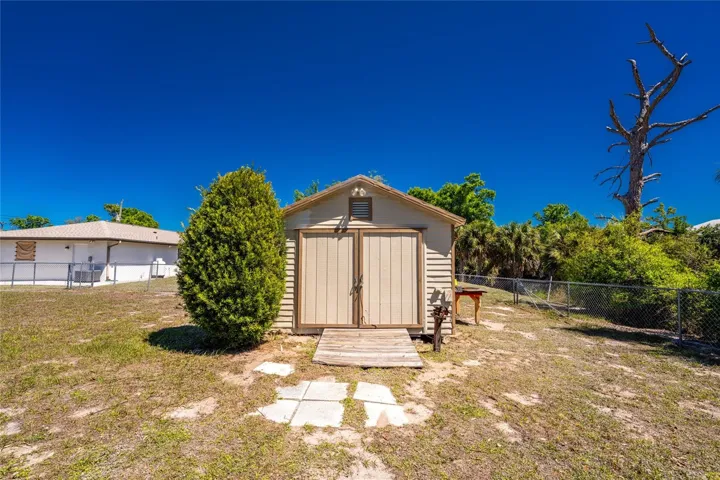 Shed provides extra storage for your gardening supplies.
