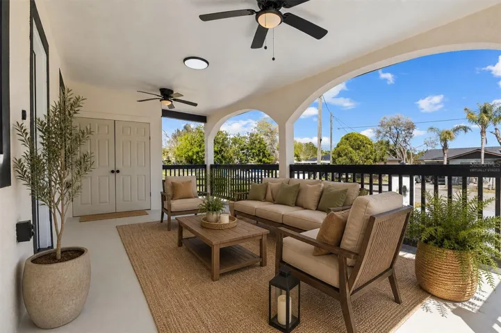 Virtually staged front porch