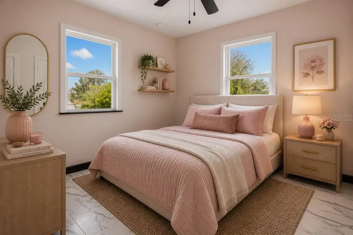 Virtually staged Bedroom 1