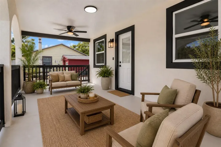 Virtually staged front porch