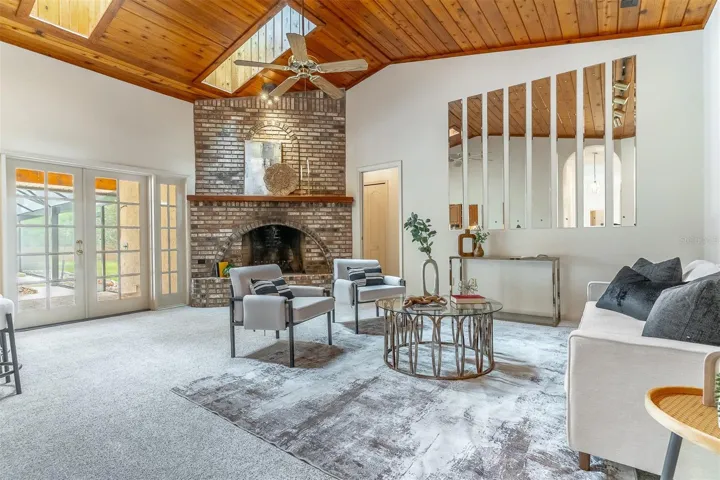 Family Room with Tongue & Groove Ceiling