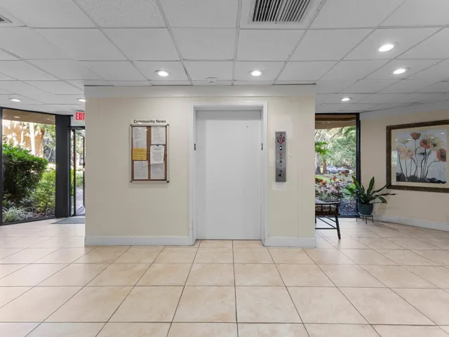 Elevator in secured lobby