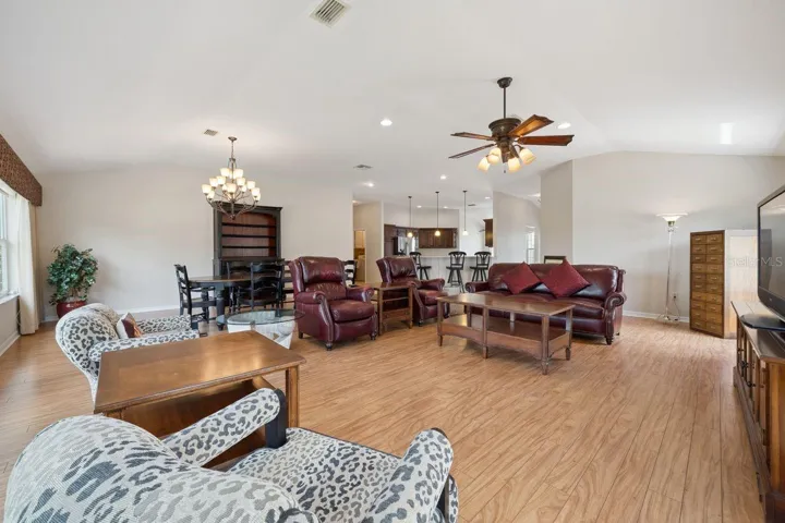 Living room area looking towards the kitchen.