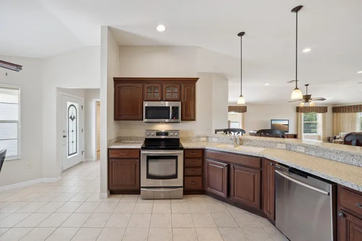 Stainless Steel Range, microwave & dishwasher.