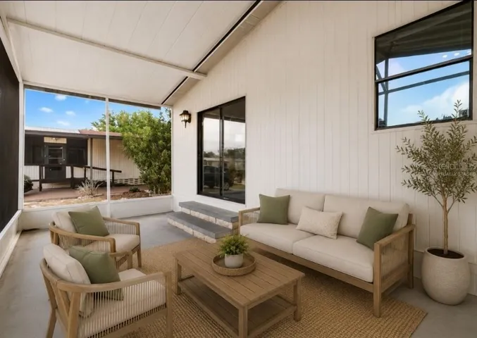 Virtually staged front porch