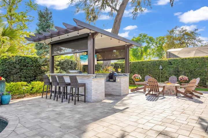 Summer kitchen includes TV