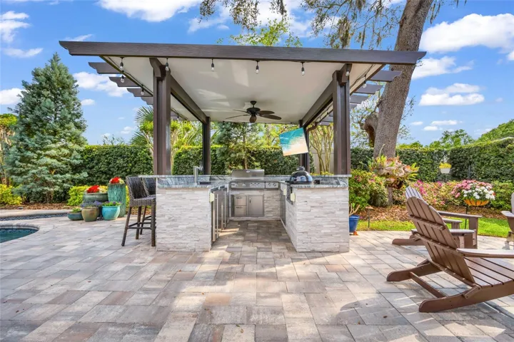 Summer kitchen kegerator, bbq and bar
