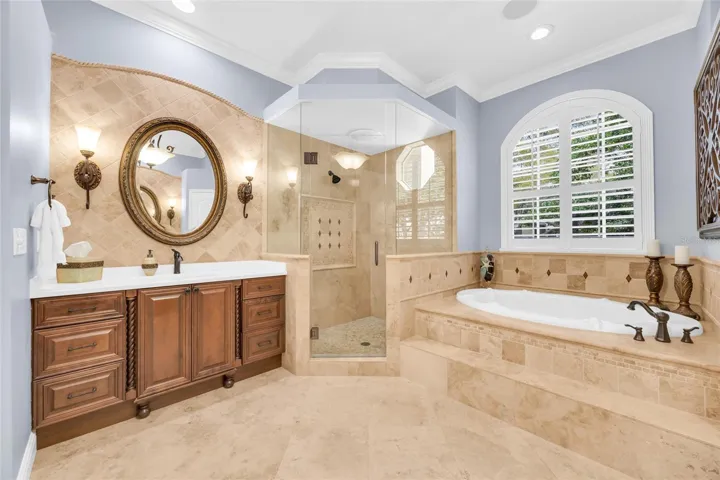 Garden tub with separate shower