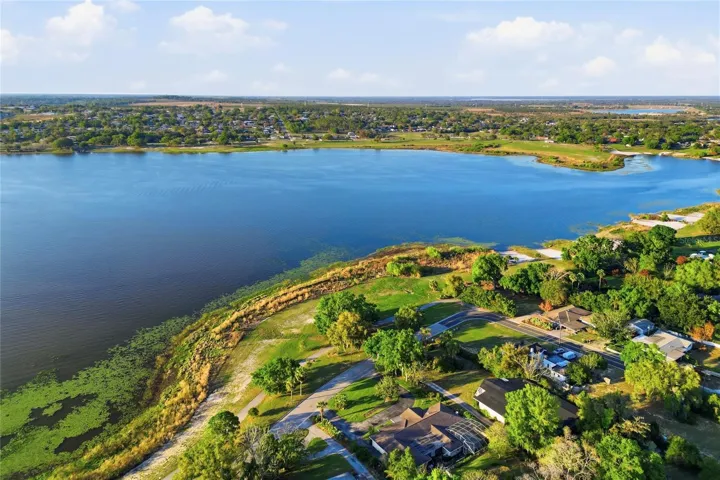 Lake with walking trails and boat ramp
