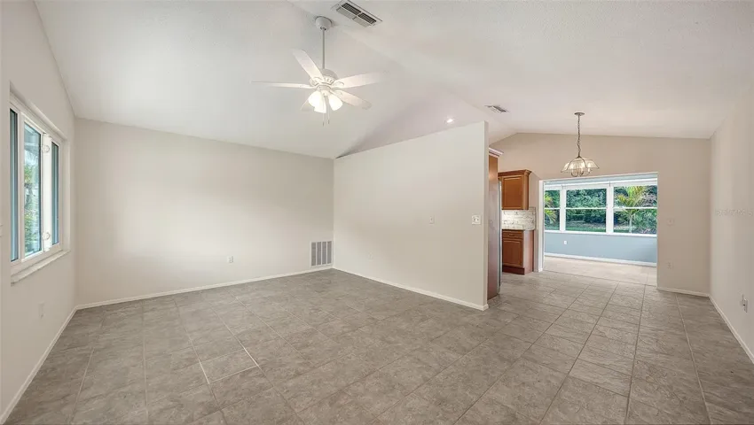 Living, dining, kitchen and family rooms