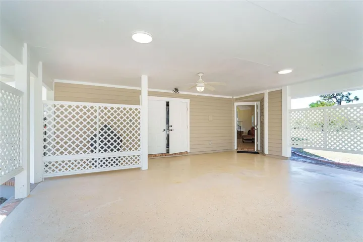 Parking area with storage room