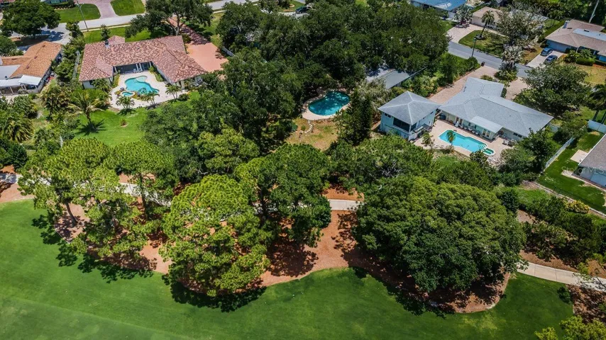 View of backyard and pool