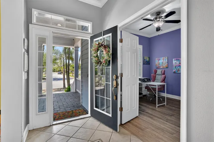 Office off front entrance with french doors