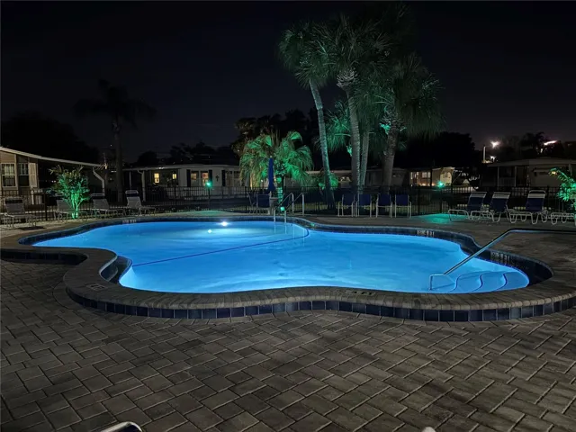 Community pool at night