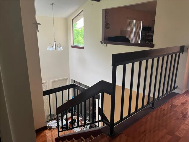 Upstairs view. Cutout into the primary sitting area.