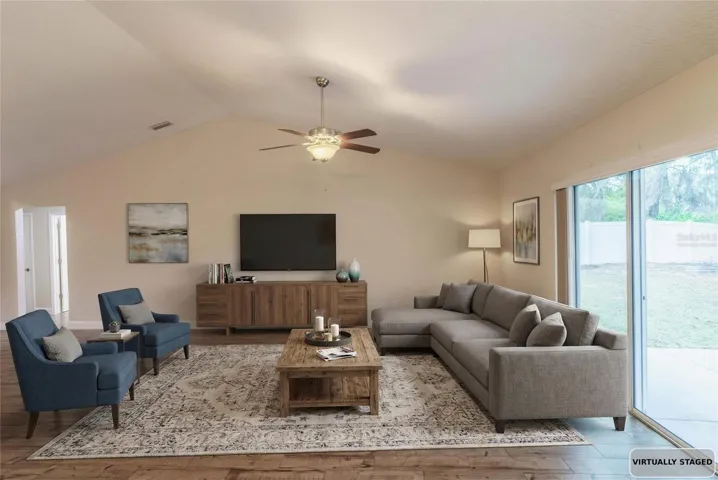 Great room virtually staged