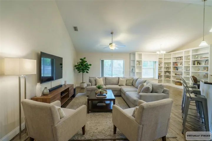 Great room virtually staged