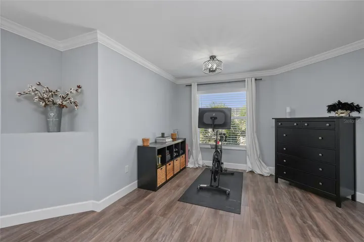 The Primary Bedroom has room for a fitness area