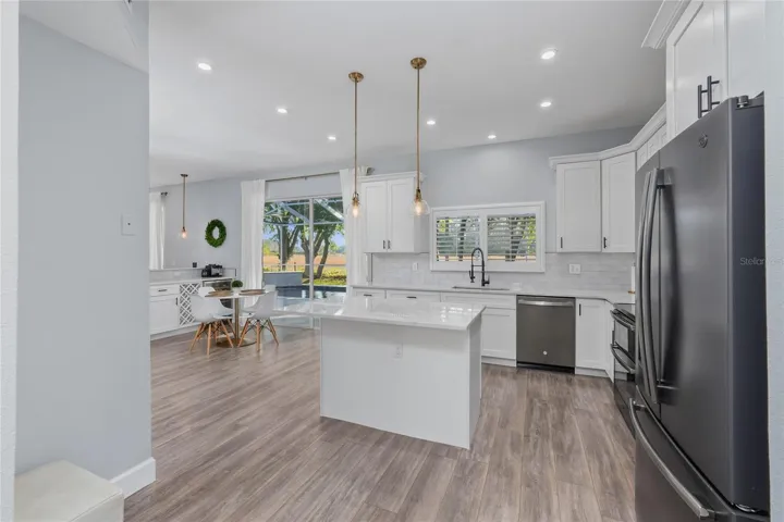 The Kitchen was fully remodeled and features marble countertops and Black Stainless GE Appliances