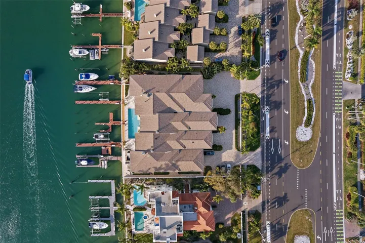Ariel of building and boat slips