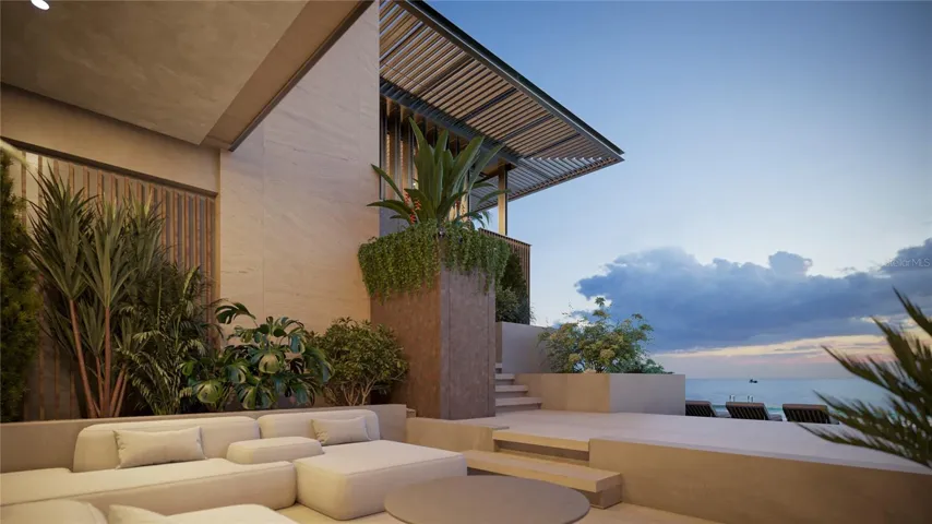 sunken outdoor living space