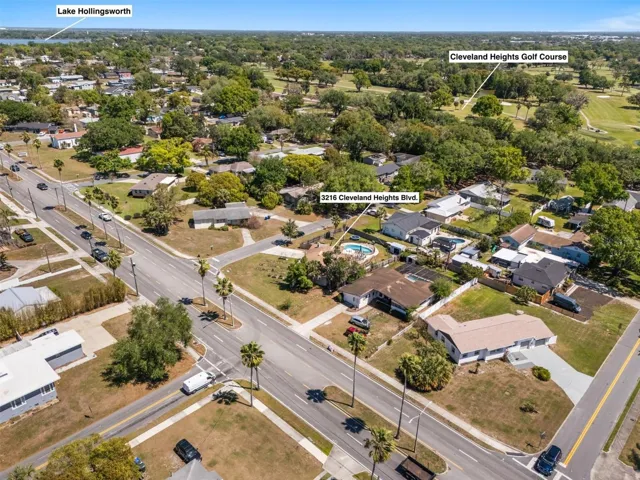 Aerial, great location close to the golf course and Lake Hollingsworth!