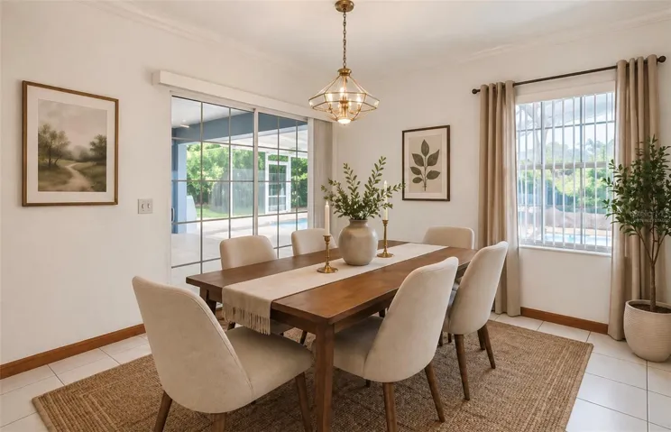 Virtually staged dining room