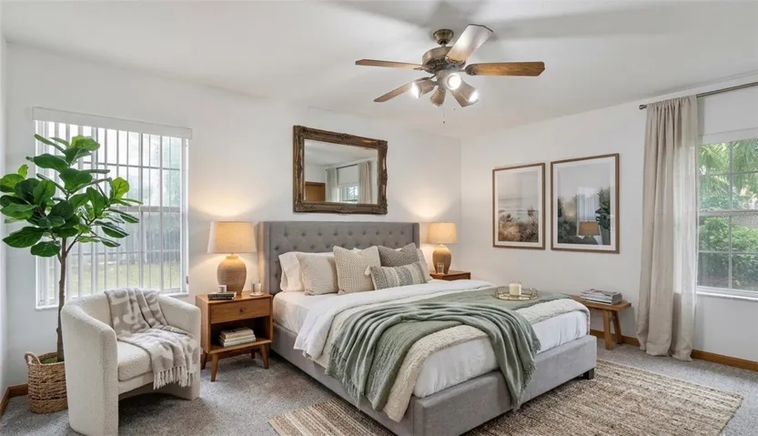 Virtually staged primary suite