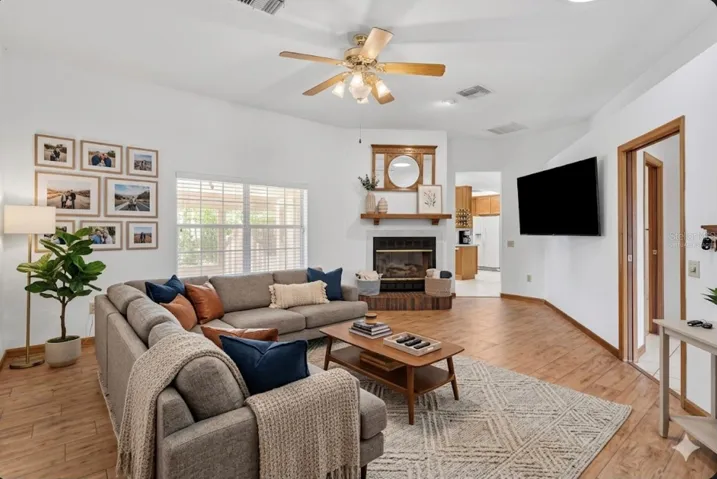 Virtually staged family room