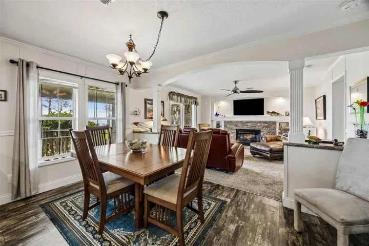 In this dining area and elsewhere in this impeccable home