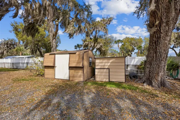 There is also a storage shed for your yard tools