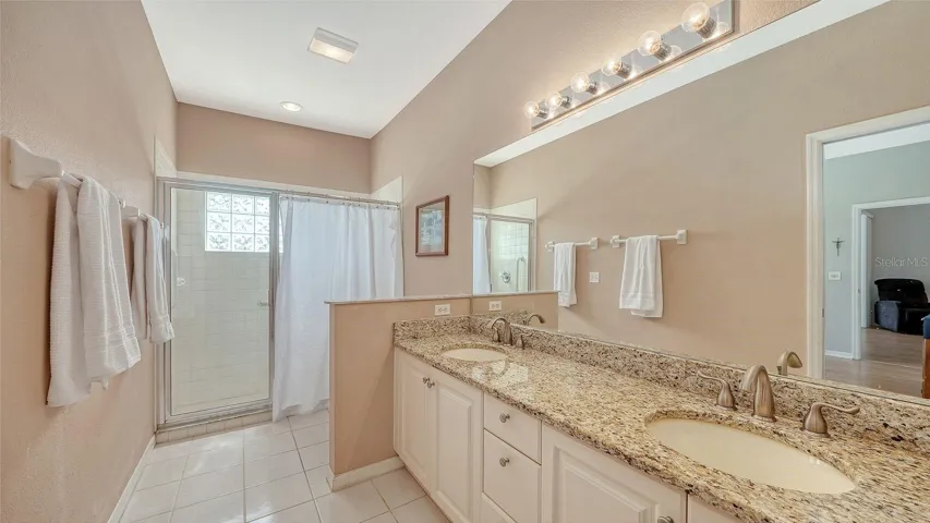 Primary bath has double sinks and a large walk in closet (not pictured)