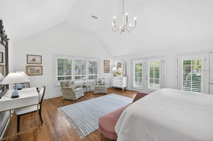 Wood floors and French doors