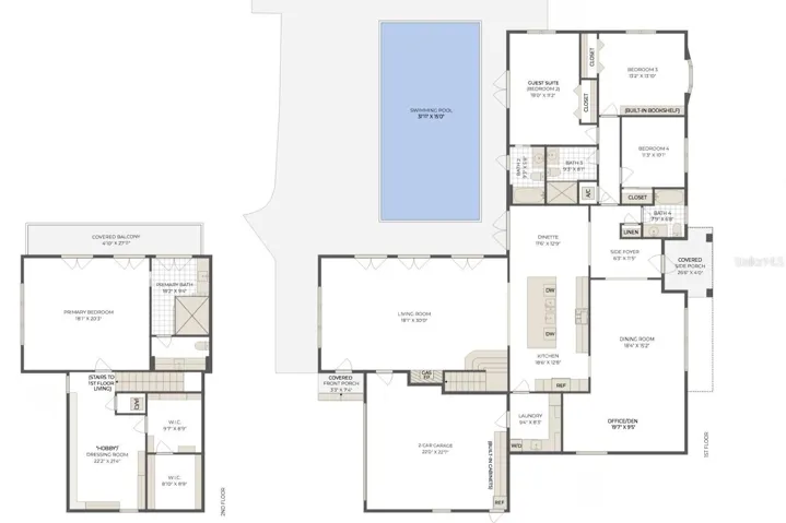Floorplan - Main residence (1st & 2nd floors)