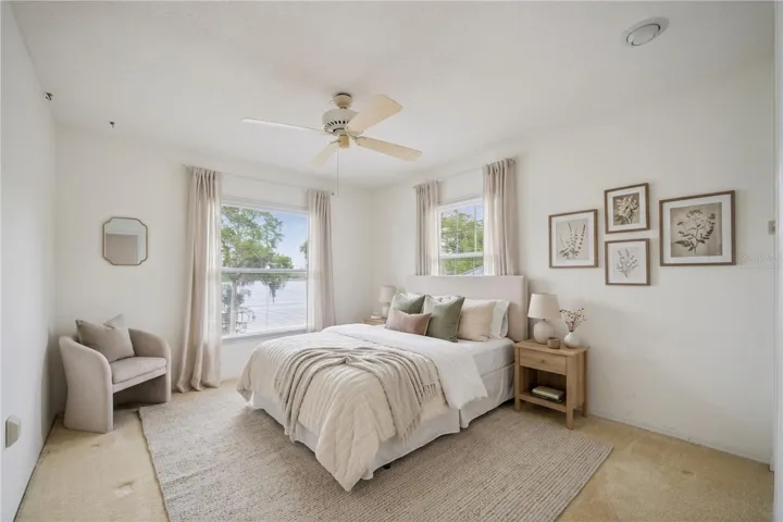 Virtually Staged. Bedroom 4 w/ Lake Views