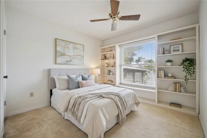 Virtually Staged. Bedroom 2 w/ Lake Views