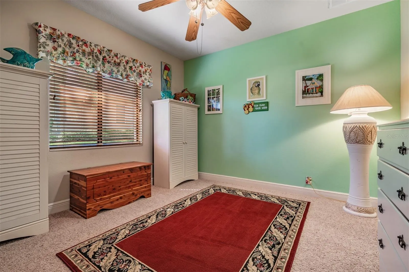Secondary bedroom on wing with hall bath