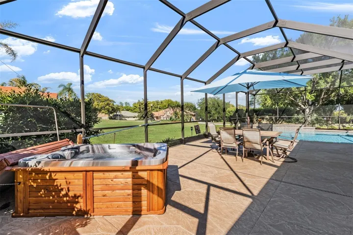 Relax and Rest Easy in your therapeutic hot tub with pool views!