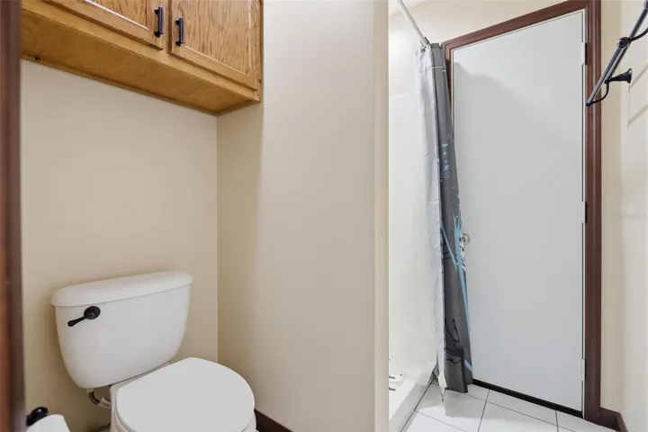 Water Closet with Shower and Pool Door