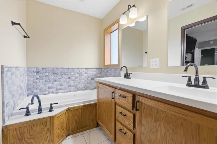Primary Bathroom Tub and Sink Area