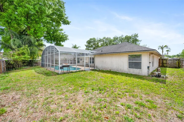 Large fenced backyard