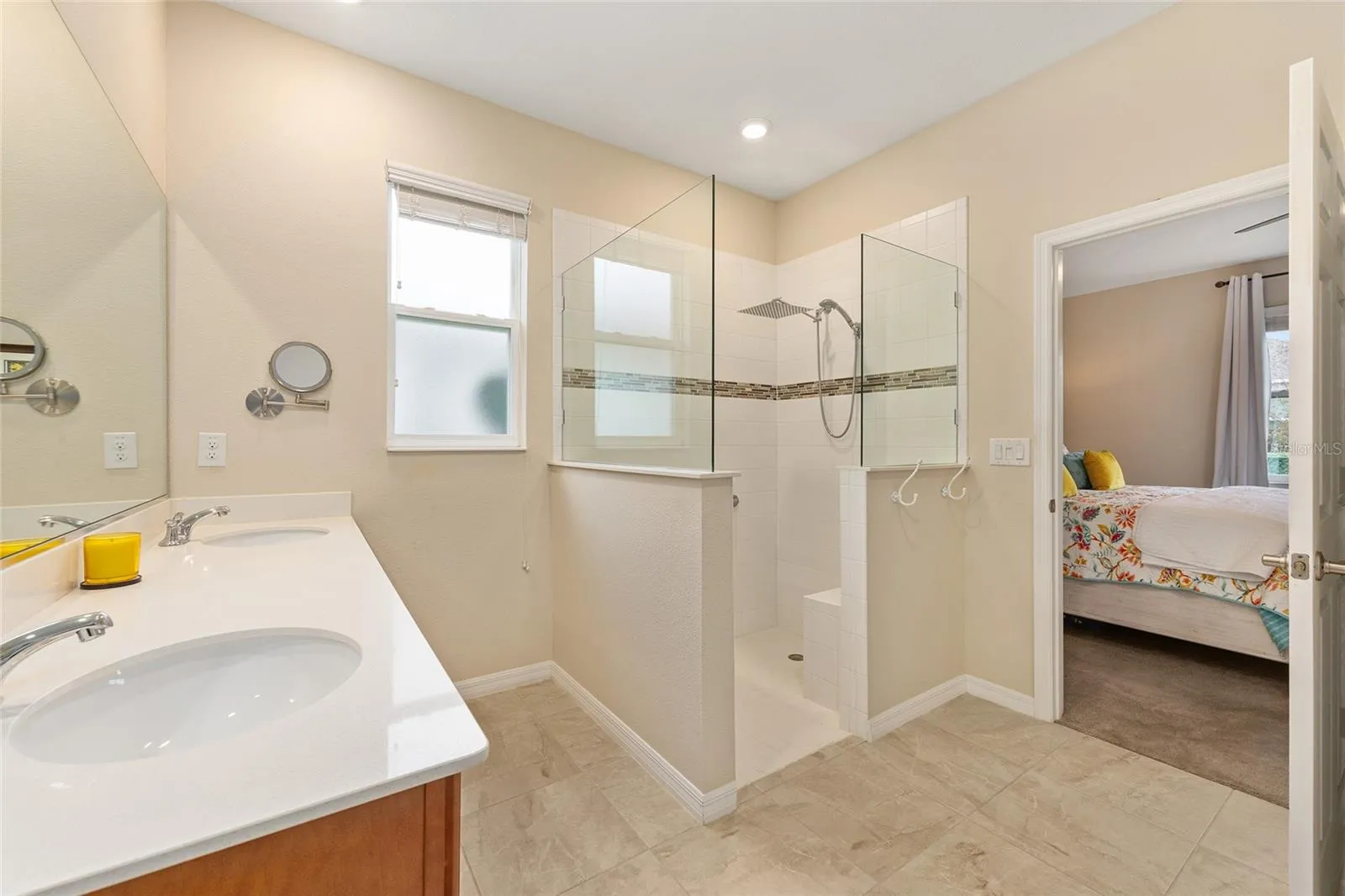 Walk-in shower with bench