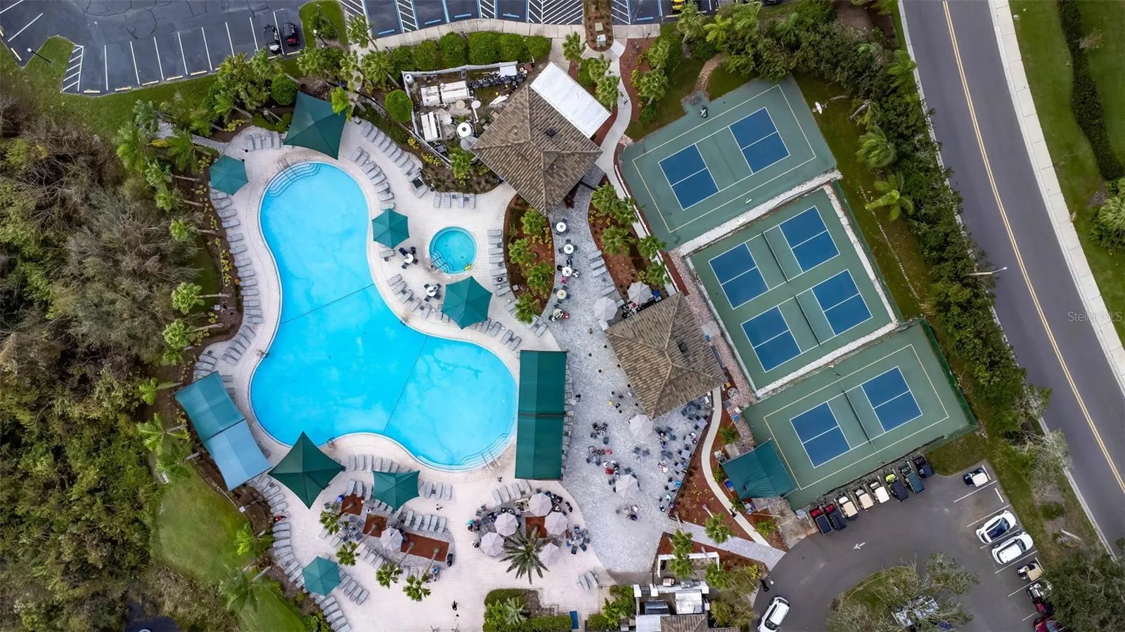 Aerial View of Kings Point Community Pool &amp; Sport Courts