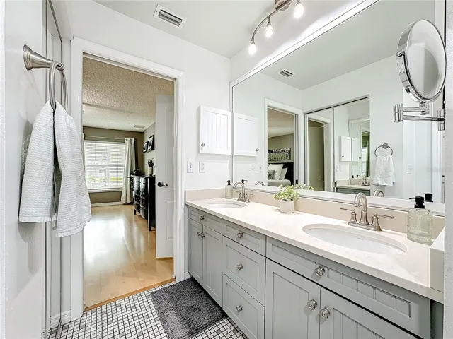 Primary Bathroom (Water closet and shower not featured.)