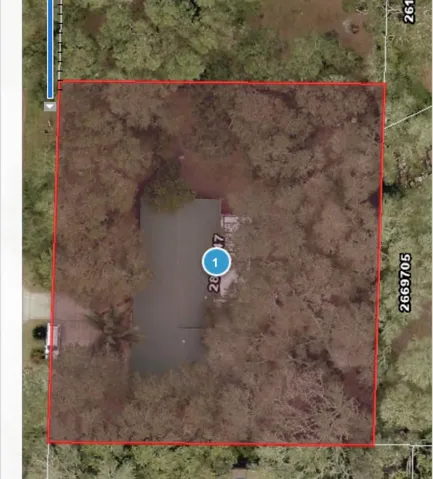 Arial Picture showing property Line.